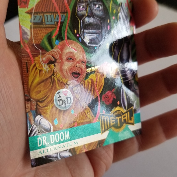 Vintage Marvel Metal trading card from 1995 Dr Doom Alternate M card #128 - Picture 8 of 12